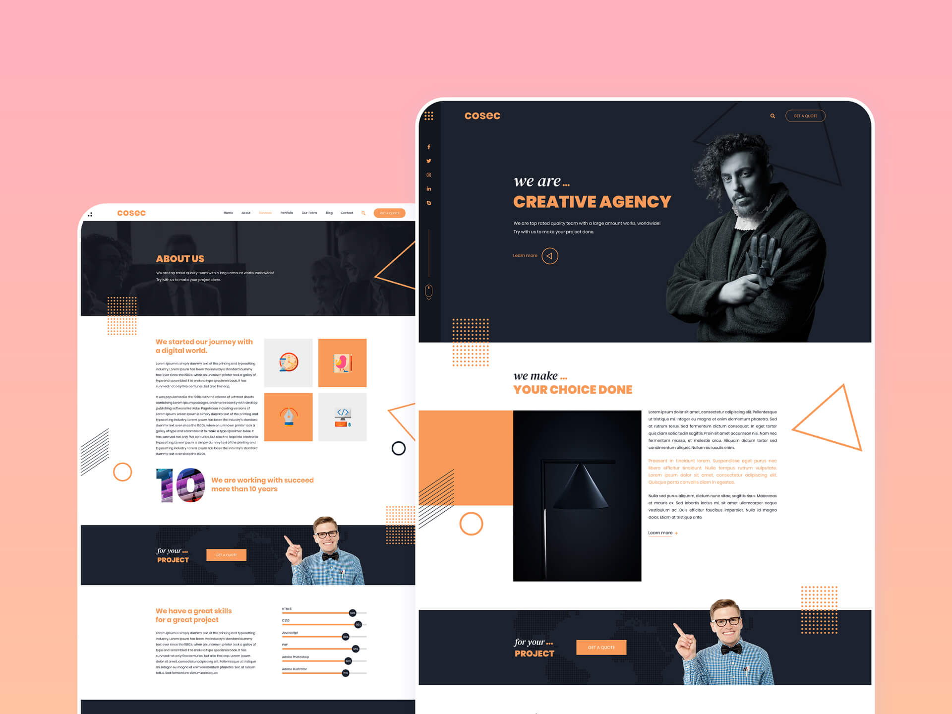One Page PSD Template for Creative Agencies - Cosec