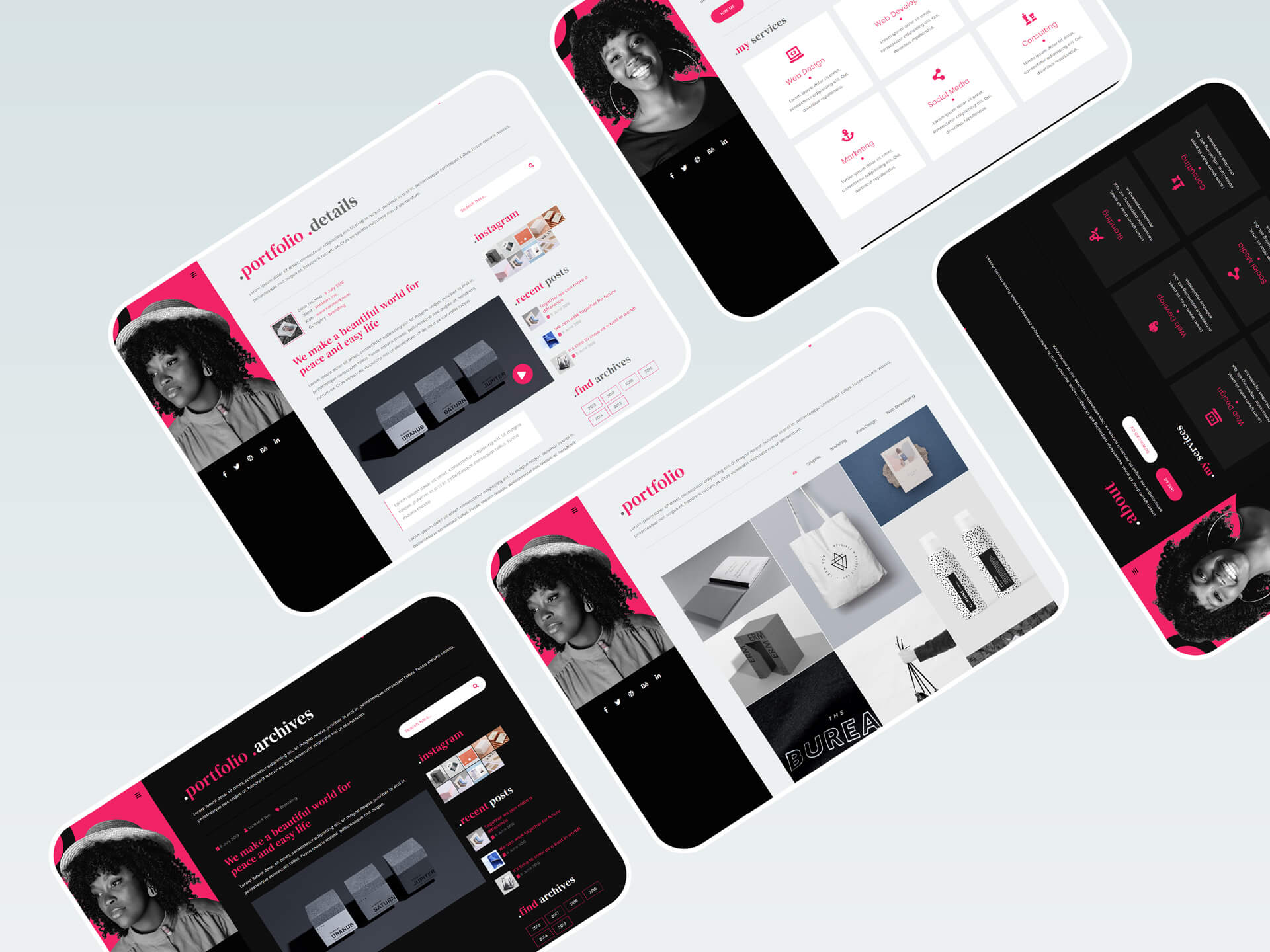 Fariha portfolio resume HTML5 template dark and light version