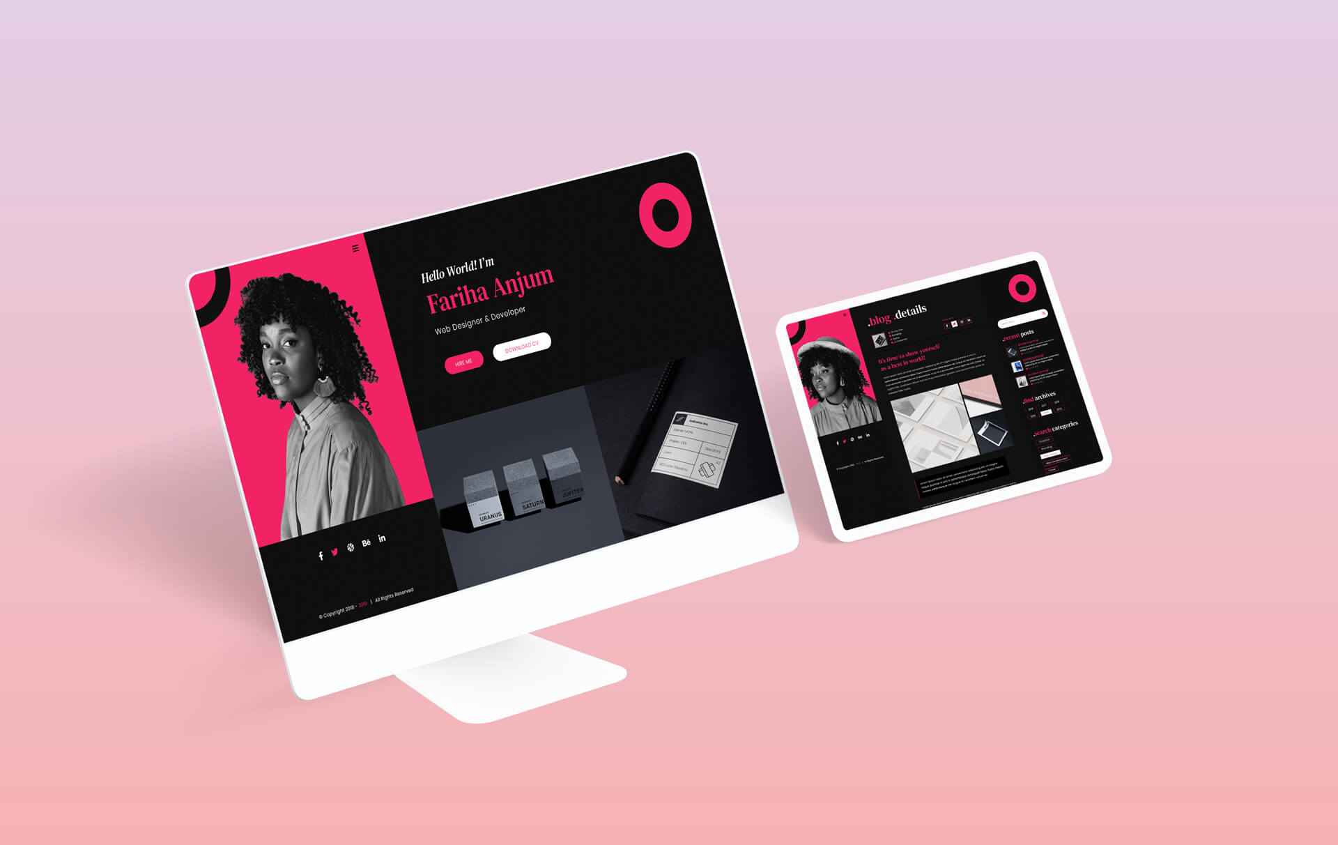 Fariha – Personal Portfolio & Resume PSD Template
