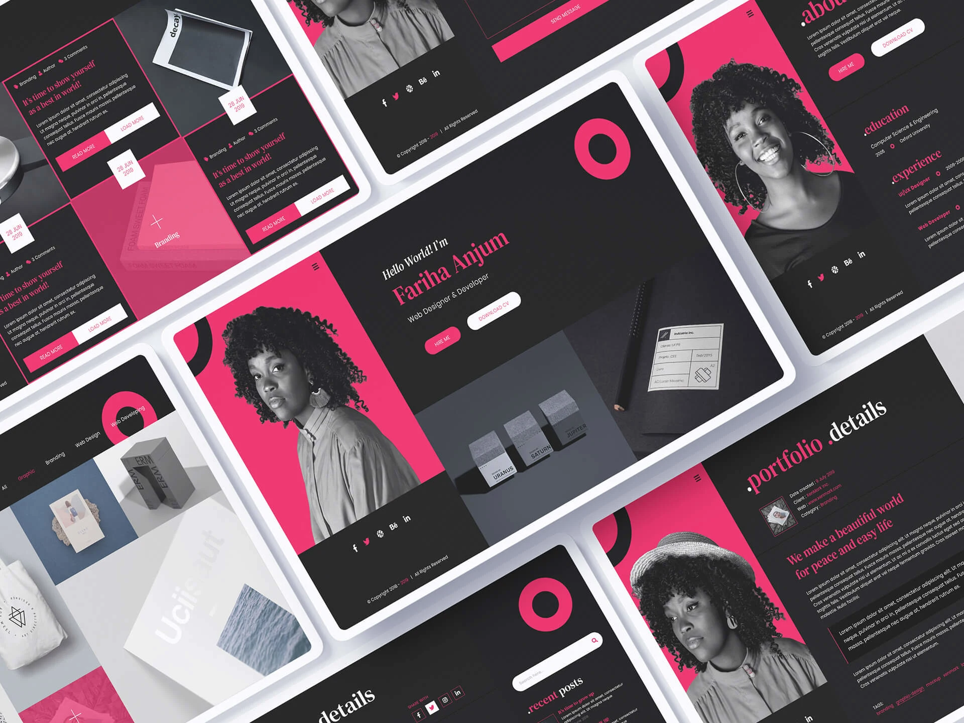 Fariha – Personal Portfolio & Resume PSD Template