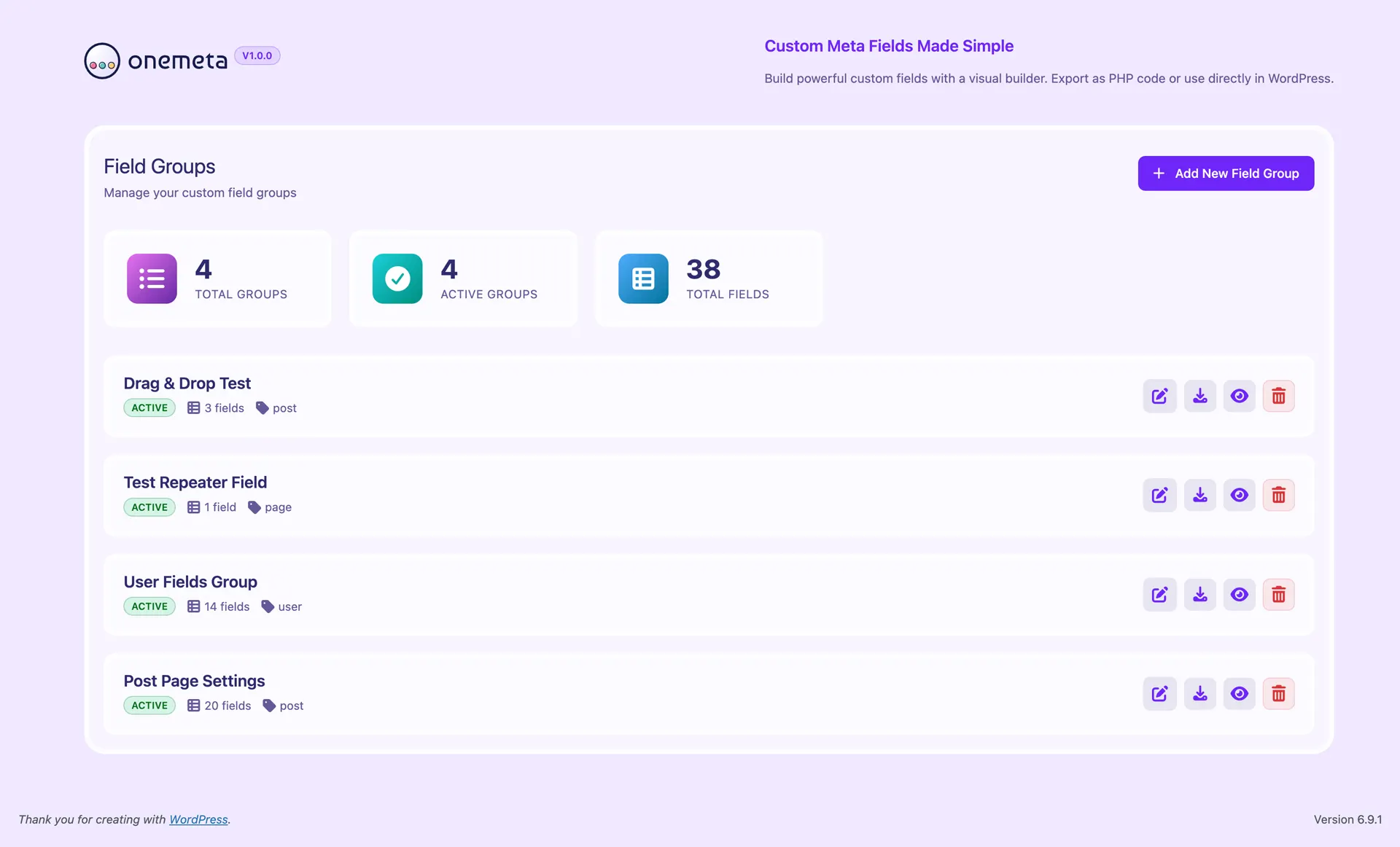 OneMeta – dashboard