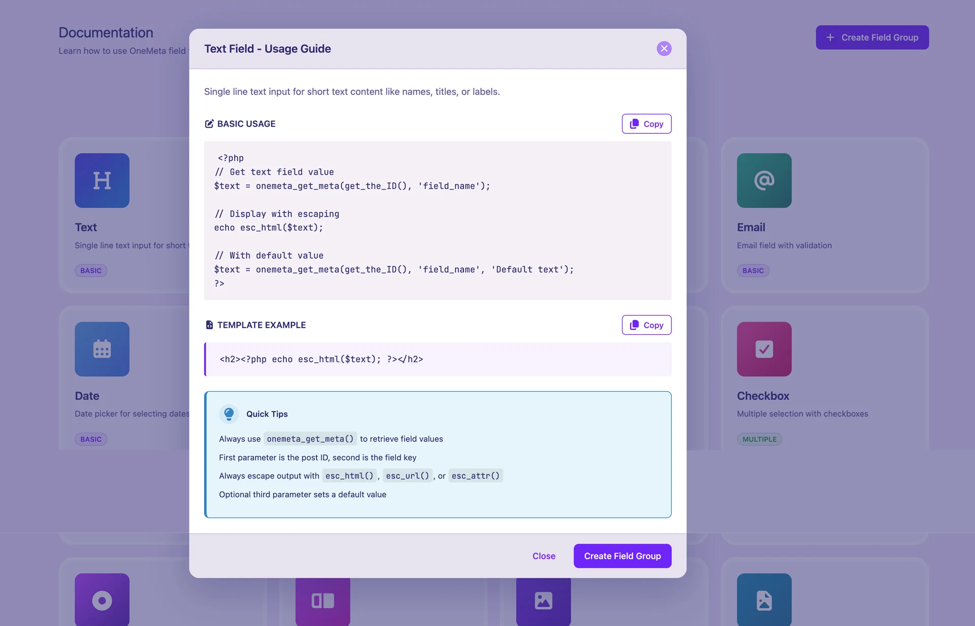 OneMeta – usage-modal